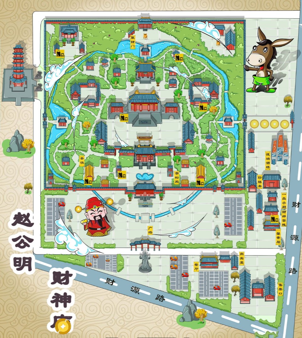 文水寺庙类手绘地图